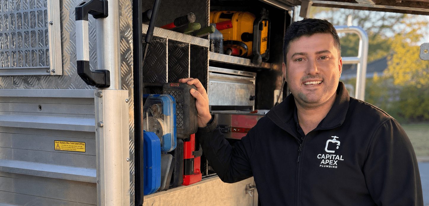 Connor with the Capital Apex van, fully stocked and ready